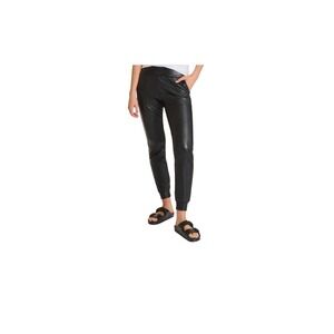 Commando Womens Medium Matte Faux Leather Joggers Vegan Pull On Pants Pockets